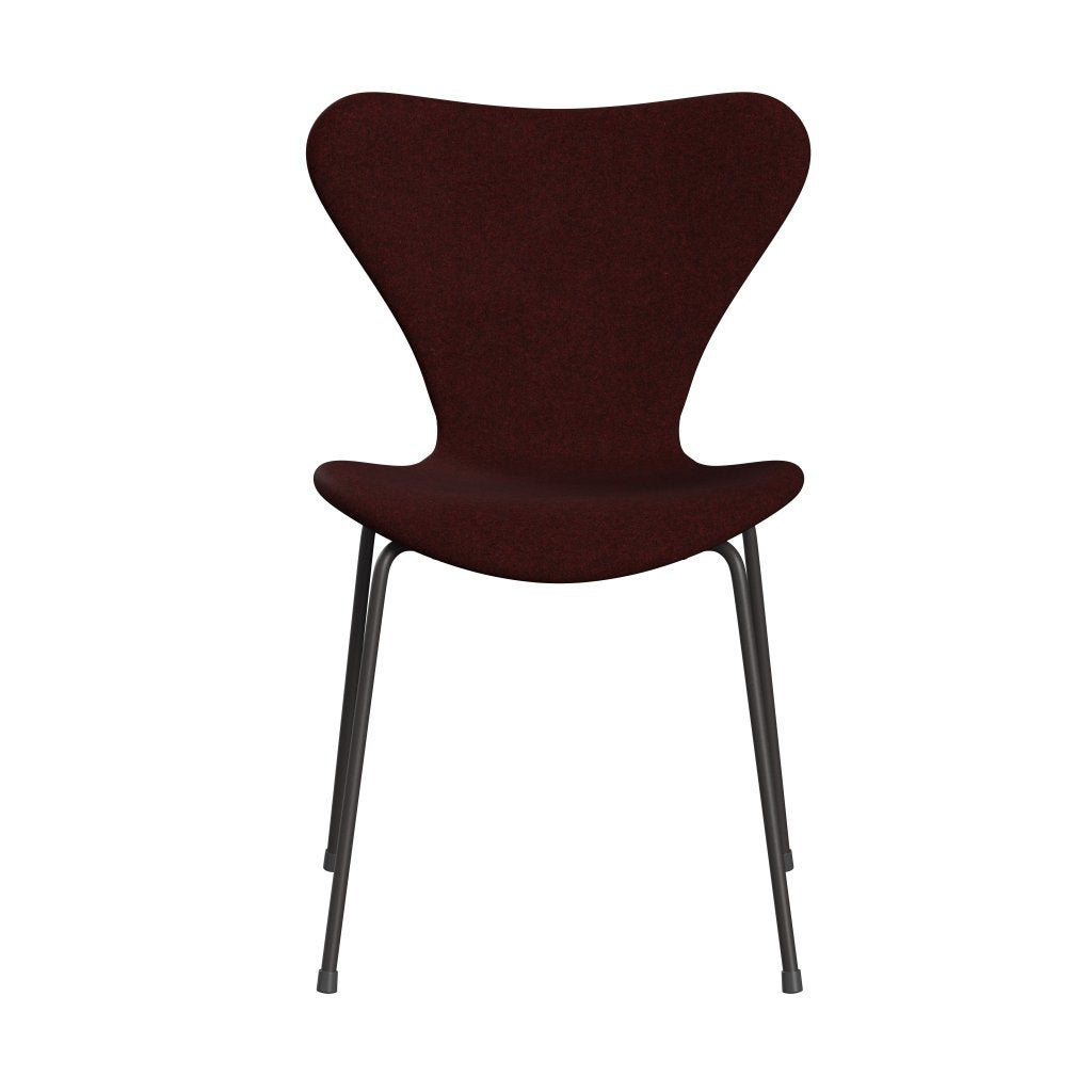 Fritz Hansen 3107 Chair Full Upholstery, Warm Graphite/Divina Melange Burgundy