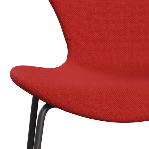 Fritz Hansen 3107 sedia piena tappezzeria, grafite calda/rosso/mattone
