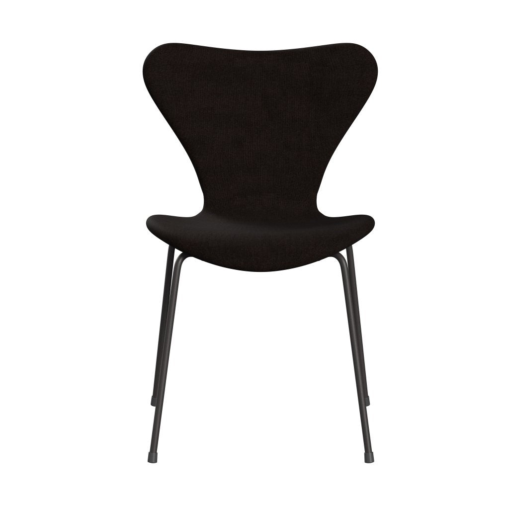 Fritz Hansen 3107 chaise pleine d'ameublement, graphite chaud / remix brun chocolat (REM383)