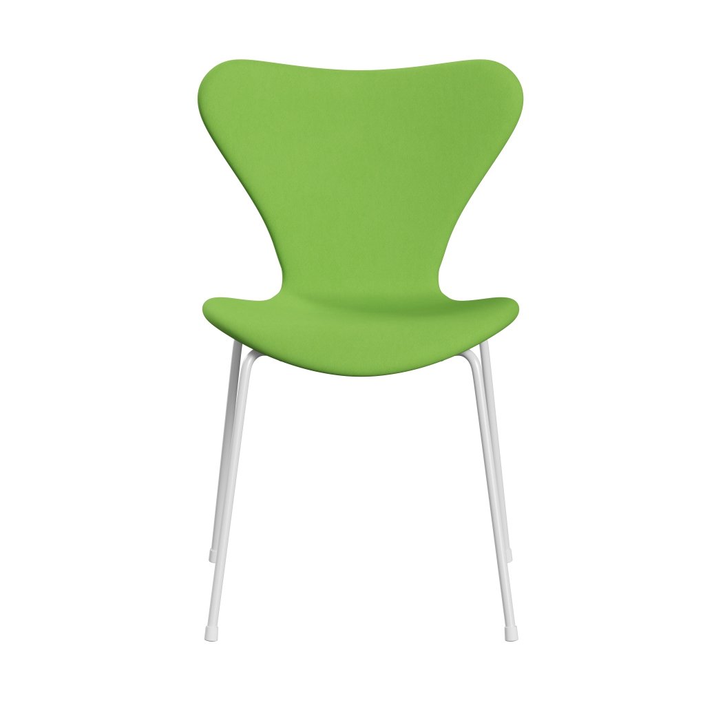 Fritz Hansen 3107 stoel Volledige bekleding, wit/comfortlicht groen (C68010)