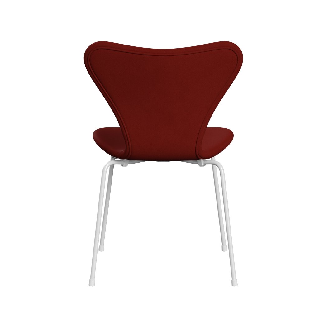 Fritz Hansen 3107 chaise complète complète, blanc / confort rouge rouille (C00028)