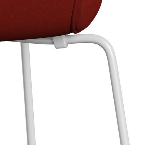 Fritz Hansen 3107 chaise complète complète, blanc / confort rouge rouille (C00028)