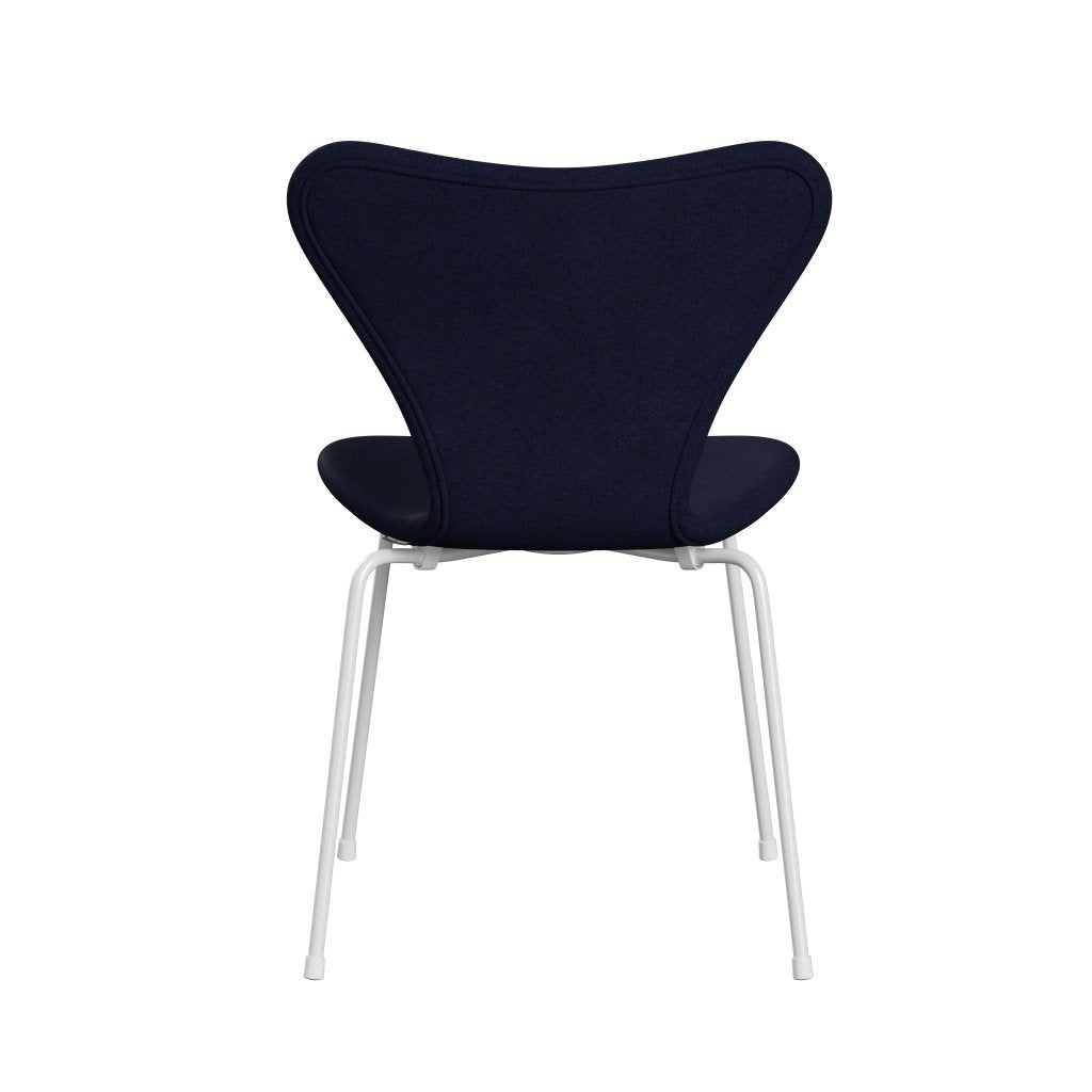 Fritz Hansen 3107 Chair Full Upholstery, White/Divina Melange Dark Blue