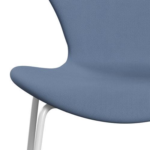 Fritz Hansen 3107 chaise complète complète, blanc / renom bleu gris