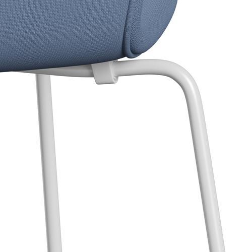 Fritz Hansen 3107 stol full møbeltrekk, hvit/berømmelse grå blå