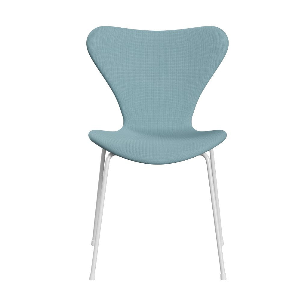 Fritz Hansen 3107 Chair Full Upholstery, White/Fame Turquoise Light