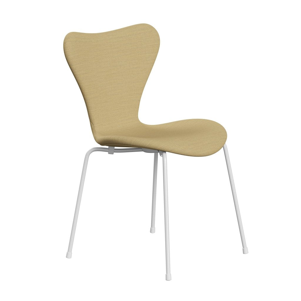 Fritz Hansen 3107 Chair Full Upholstery, White/Fiord Fine Yellow