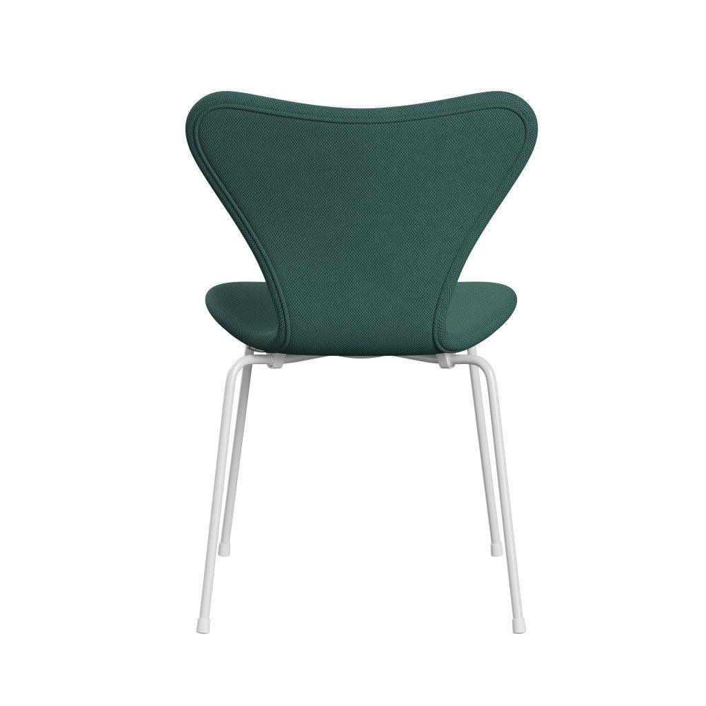 Fritz Hansen 3107椅子完整的内饰，白色/fiord绿色