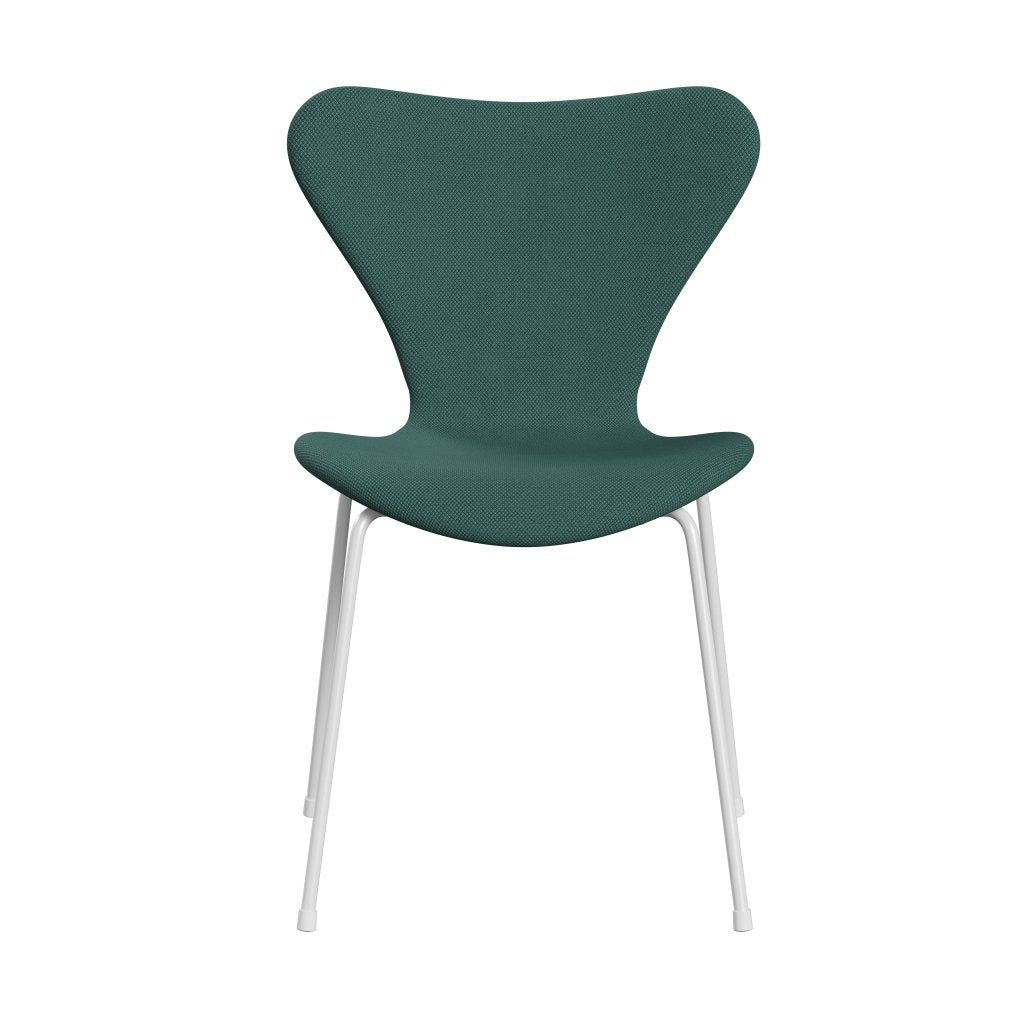 Fritz Hansen 3107椅子完整的内饰，白色/fiord绿色