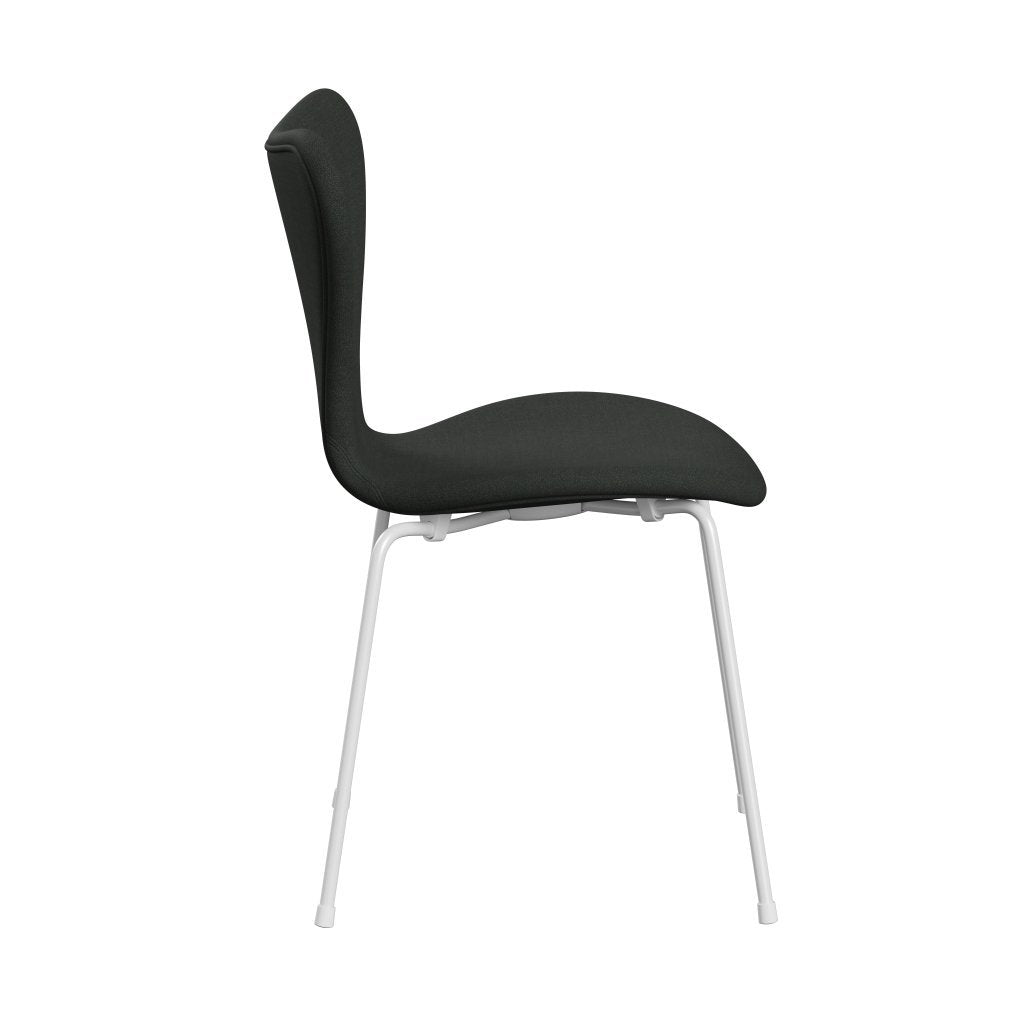 Fritz Hansen 3107 stol full møbeltrekk, hvit/fiord svart flerfarget