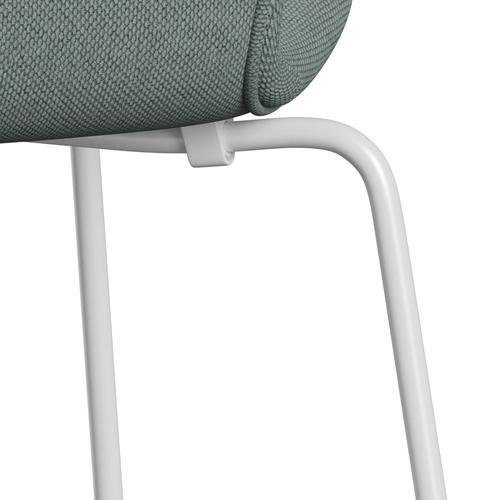 Fritz Hansen 3107 chaise complète complète, blanc / re léger aquamarine / naturel