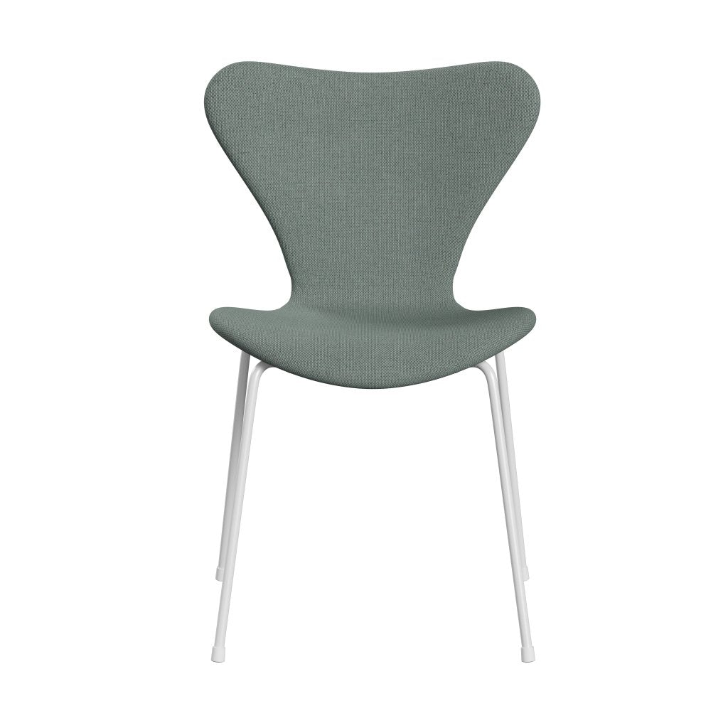 Fritz Hansen 3107 chaise complète complète, blanc / re léger aquamarine / naturel