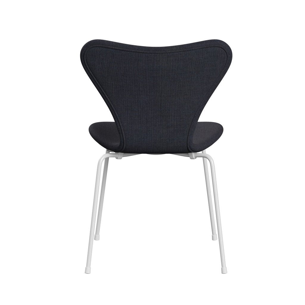 弗里茨·汉森（Fritz Hansen）3107椅子完整的内饰，白色/混音牛仔裤蓝色