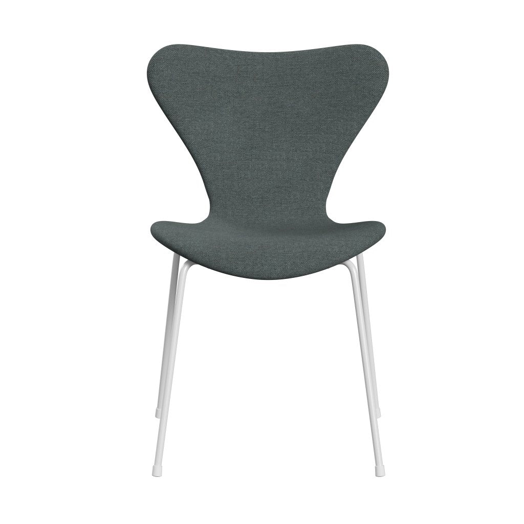 Fritz Hansen 3107 Chair Full Upholstery, White/Sunniva 2 Steel Grey