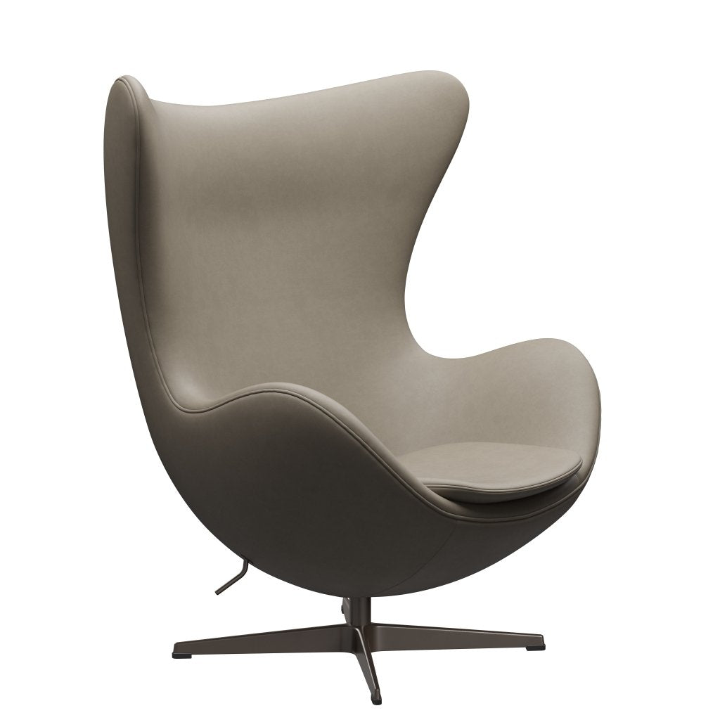 Fritz Hansen The Egg Lounge Chair Leather, Brown Bronze/Essential Light Grey