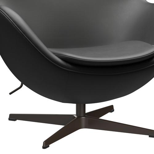 弗里茨·汉森（Fritz Hansen）鸡蛋休息室椅子皮革，棕色青铜/必需黑色