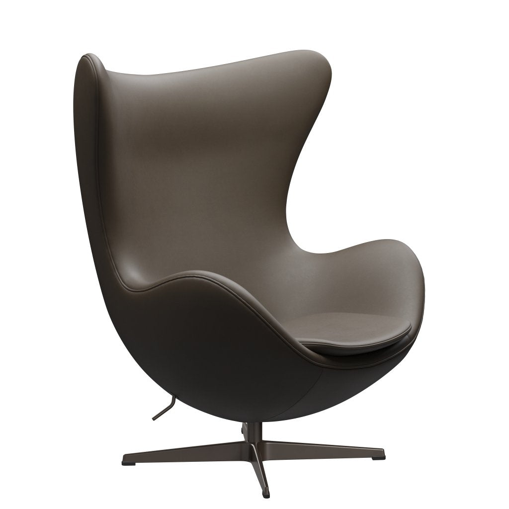 Fritz Hansen Das Eier -Lounge -Stuhl Leder, braune Bronze/Essential Stein