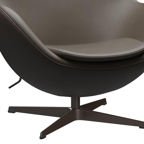 Fritz Hansen Das Eier -Lounge -Stuhl Leder, braune Bronze/Essential Stein