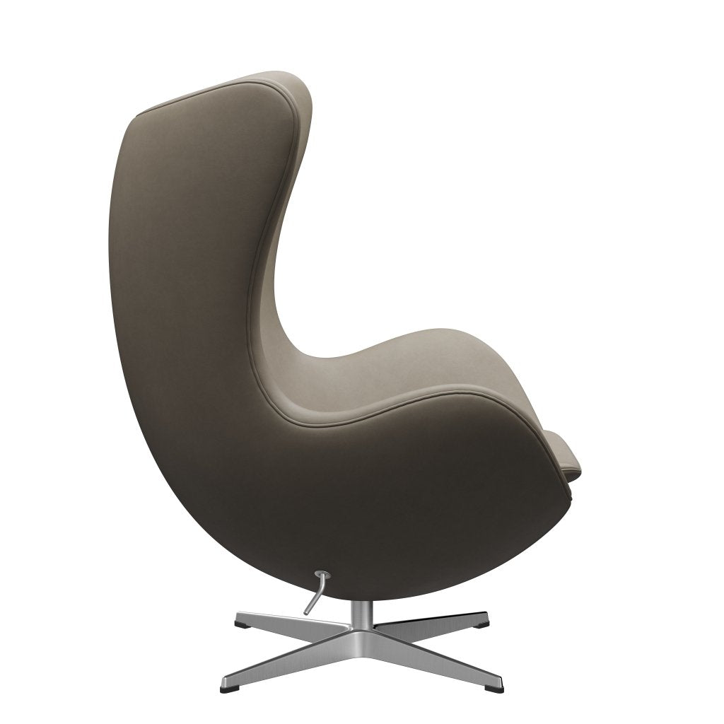Fritz Hansen The Egg Lounge Chair Leather, Satin Brushed Aluminium/Essential Light Grey