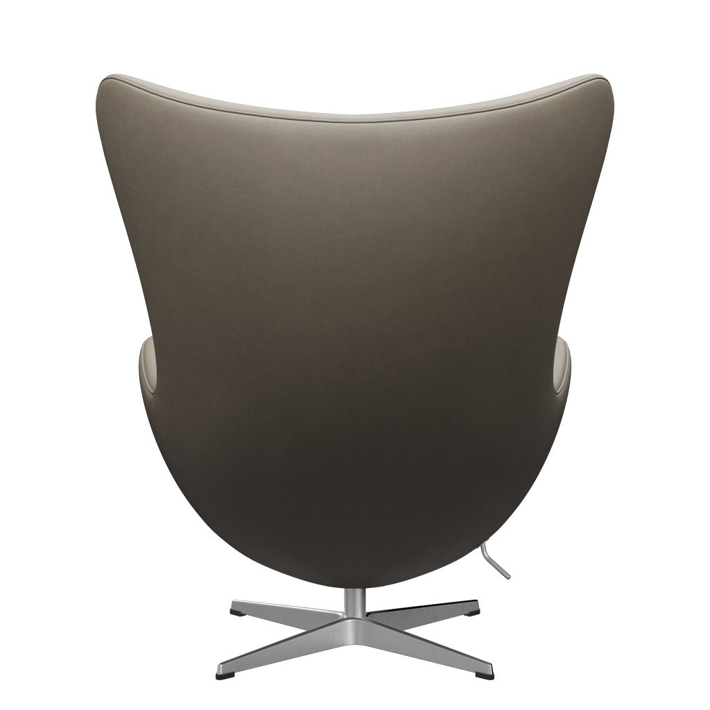 Fritz Hansen Le cuir chaise à œufs, l'aluminium brossé en satin / gris clair essentiel