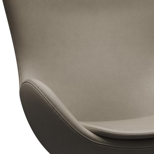 Fritz Hansen Egg Lounge -stolen läder, satin borstat aluminium/essentiellt ljusgrått