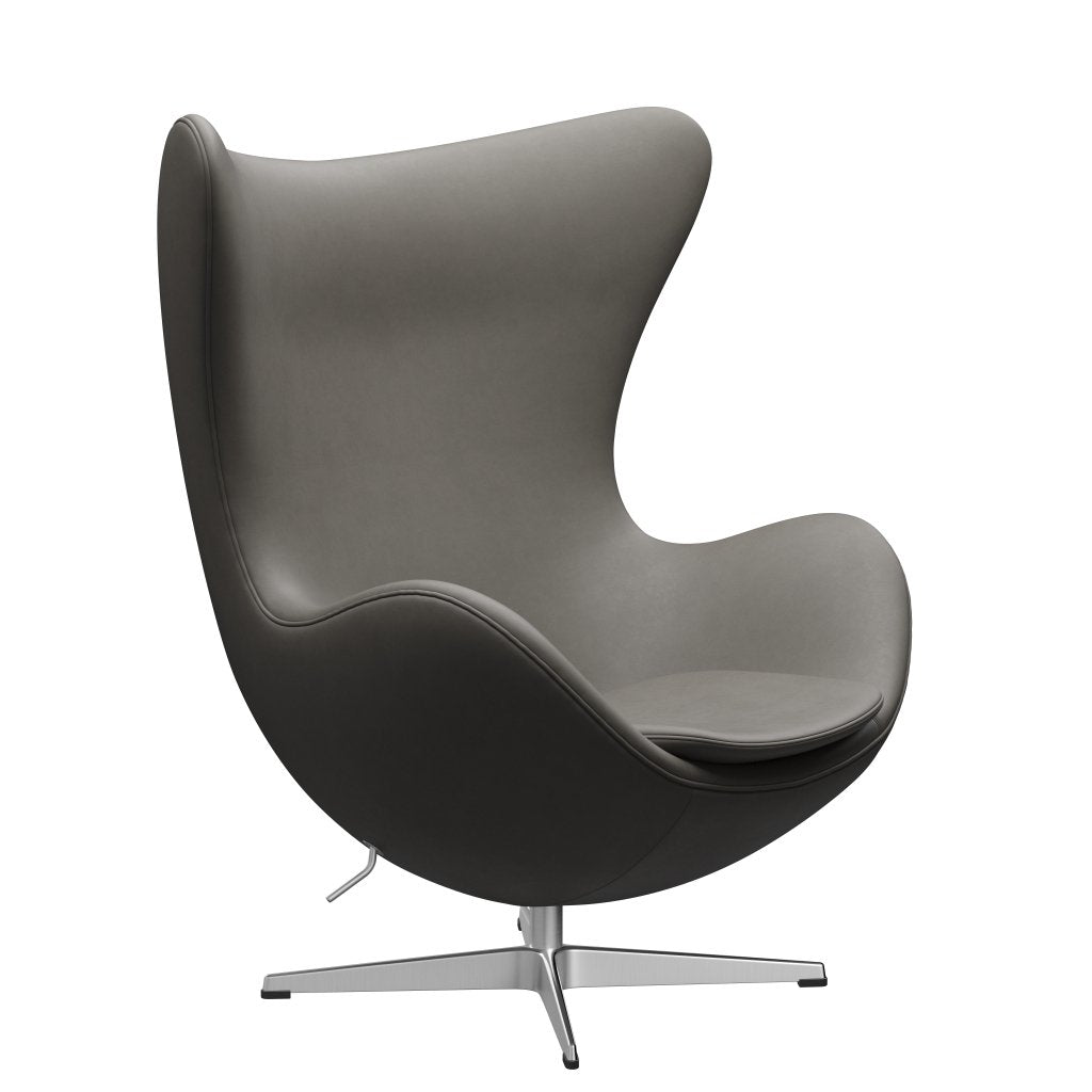 Fritz Hansen The Egg Lounge Chair Leather, Satin Brushed Aluminum/Essential Lava