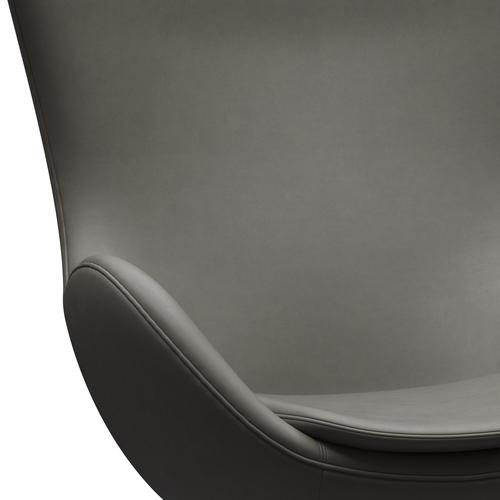 Fritz Hansen Le cuir chaise à œufs, l'aluminium brossé en satin / lave essentielle