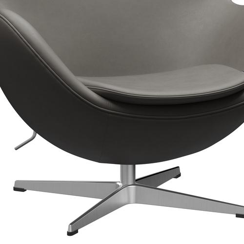 Fritz Hansen The Egg Lounge Chair Leder, Satin gebürstetes Aluminium/Essential Lava