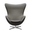 Fritz Hansen The Egg Lounge Chair Leather, Satin Brushed Aluminum/Essential Lava