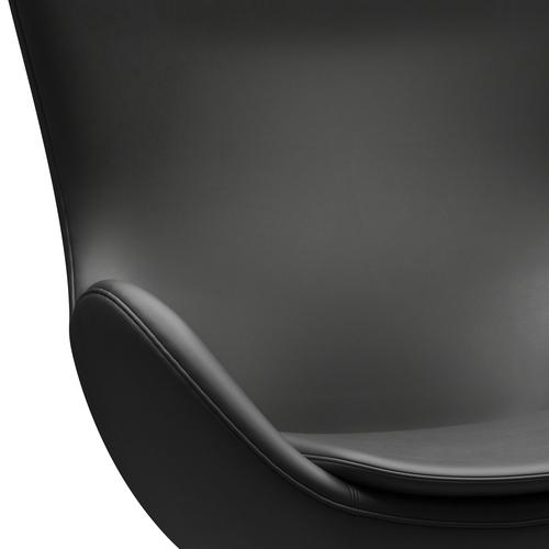 Fritz Hansen De eierlounge stoel leer, satijnen geborsteld aluminium/essentieel zwart