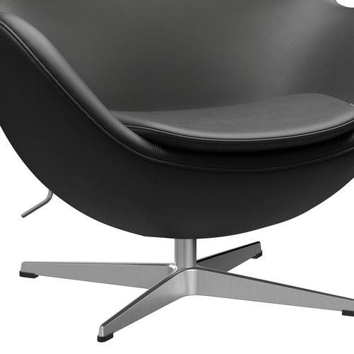 Fritz Hansen The Egg Lounge Chair Leder, Satin gebürstetes Aluminium/Essential Black