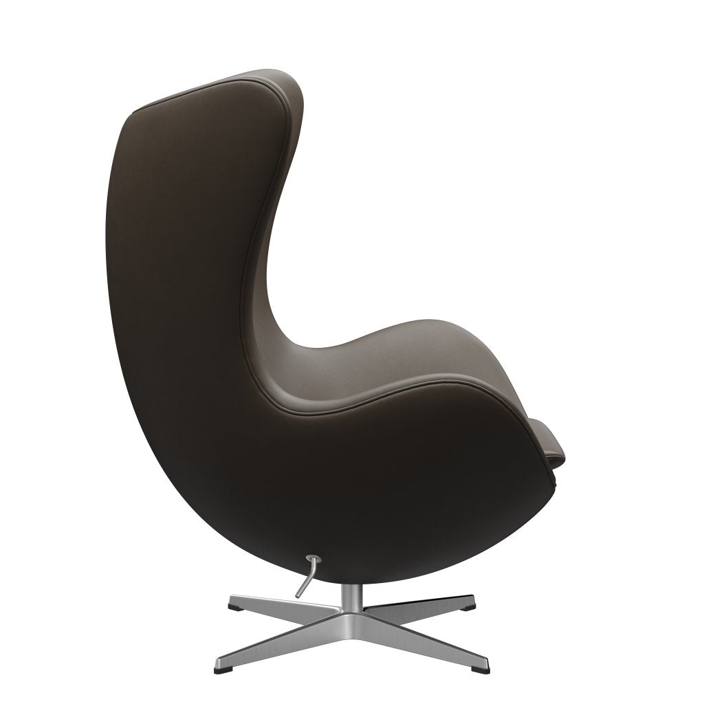 Fritz Hansen Muna -lounge -tuolin nahka, satiini harjattu alumiini/välttämätön kivi