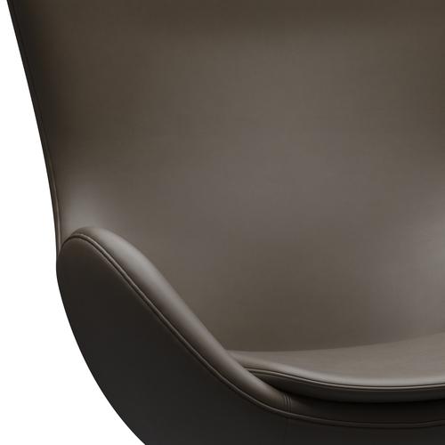 Fritz Hansen The Egg Lounge Chair Leather, Satin Brushed Aluminum/Essential Stone