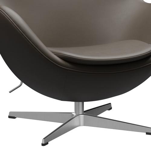 Fritz Hansen Muna -lounge -tuolin nahka, satiini harjattu alumiini/välttämätön kivi