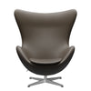 Fritz Hansen Le cuir de chaise salon d'oeuf, en aluminium brossé en satin / pierre essentielle
