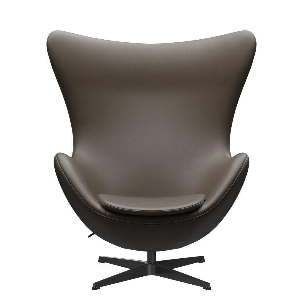 Fritz Hansen Le cuir de chaise salon d'oeuf, noire / pierre essentielle