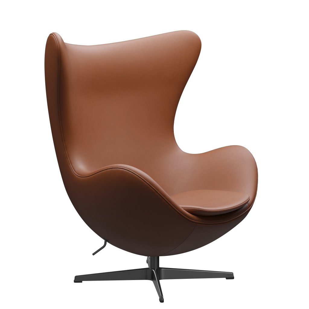 Fritz Hansen The Egg Lounge Chair Leder, Schwarz/Essential Nussbaum