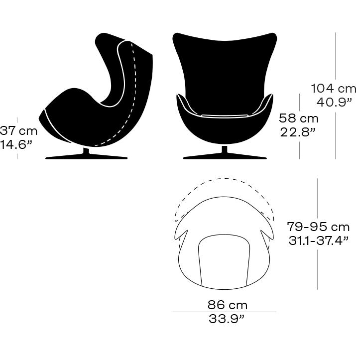 Fritz Hansen Egg Lounge -tuolin nahka, musta/välttämätön pähkinä