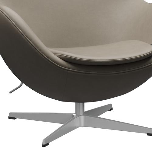 Fritz Hansen The Egg Lounge Pold Leather, Silver Grey/Essential Light Grey