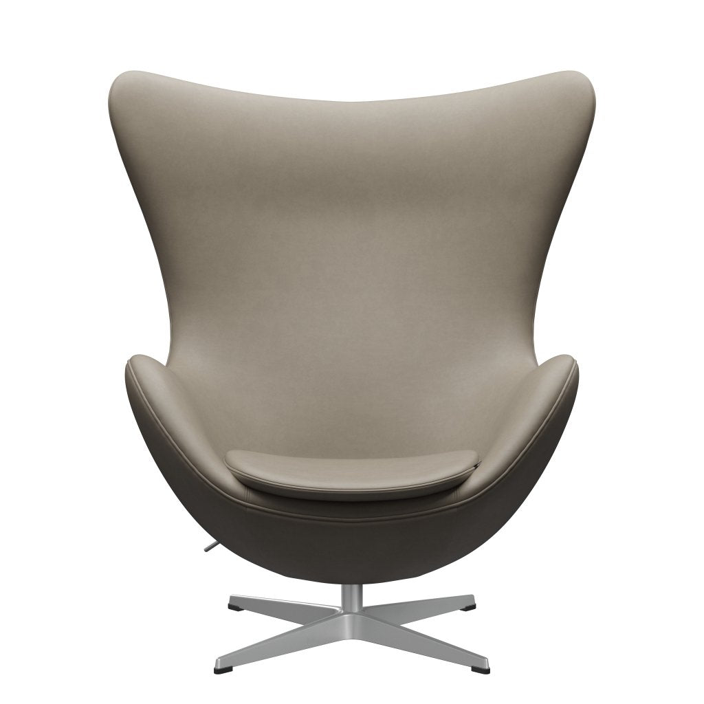 Fritz Hansen Le cuir de chaise salon d'oeuf, gris argenté / gris clair essentiel