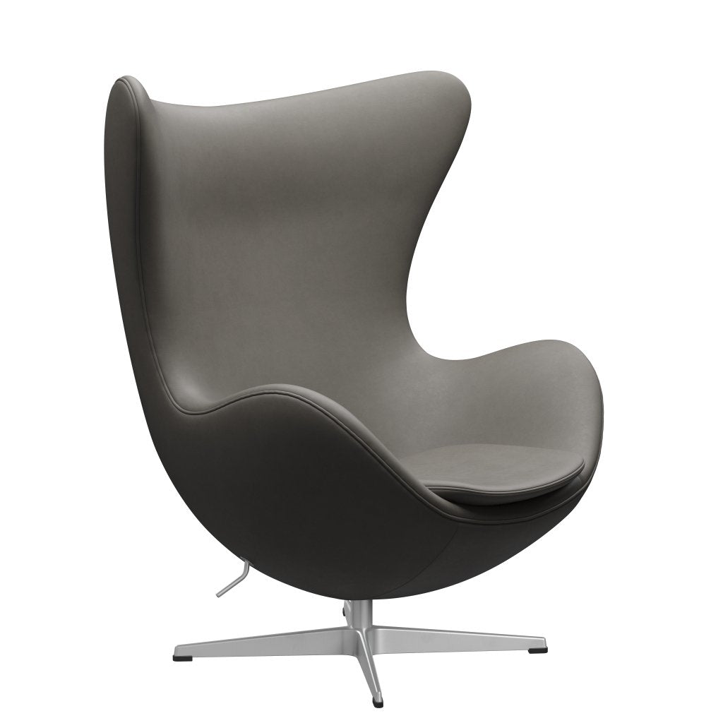 Fritz Hansen The Egg Lounge Chair Leder, Silbergrau/Essential Lava