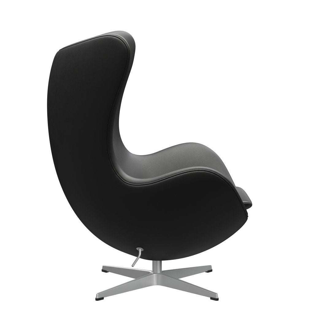 Fritz Hansen The Egg Lounge Chair Leather, Silver Grey/Essential Black