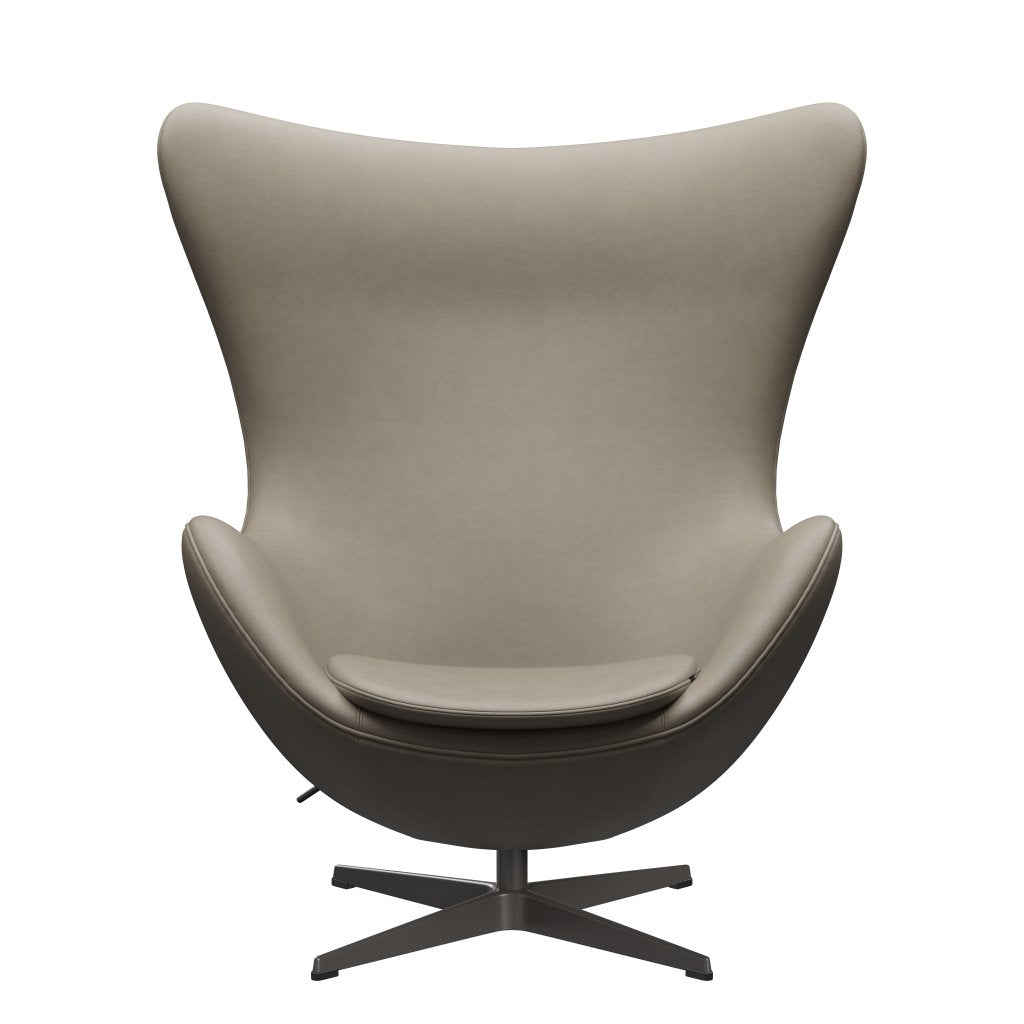 Fritz Hansen Le cuir de chaise d'oeuf, graphite chaud / gris clair essentiel