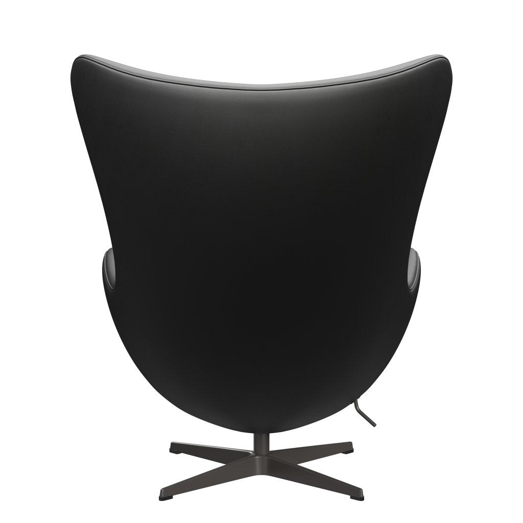 Fritz Hansen Le cuir de chaise de salon à œufs, graphite chaud / noir essentiel