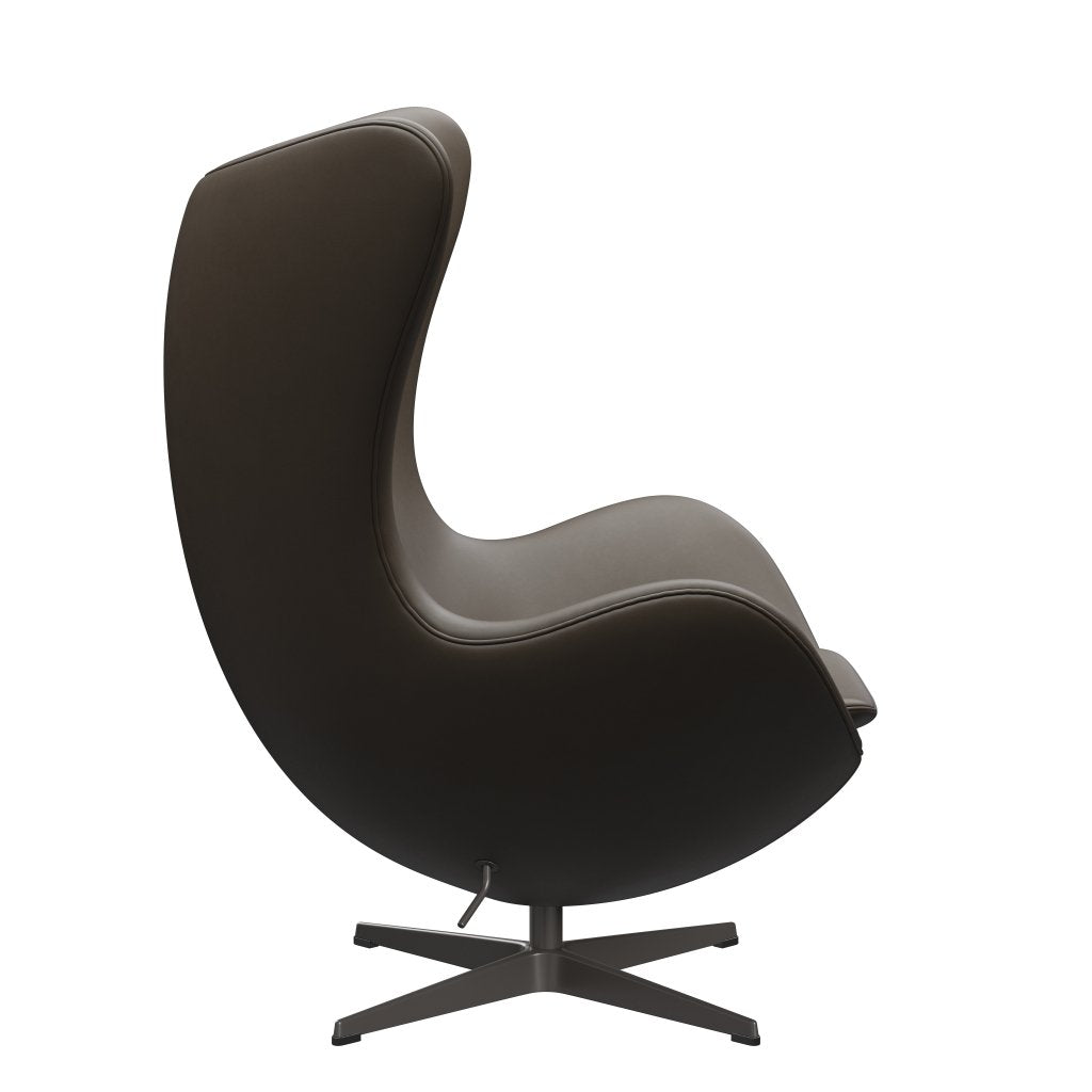 Fritz Hansen Le cuir de chaise salon d'oeuf, graphite chaud / pierre essentielle