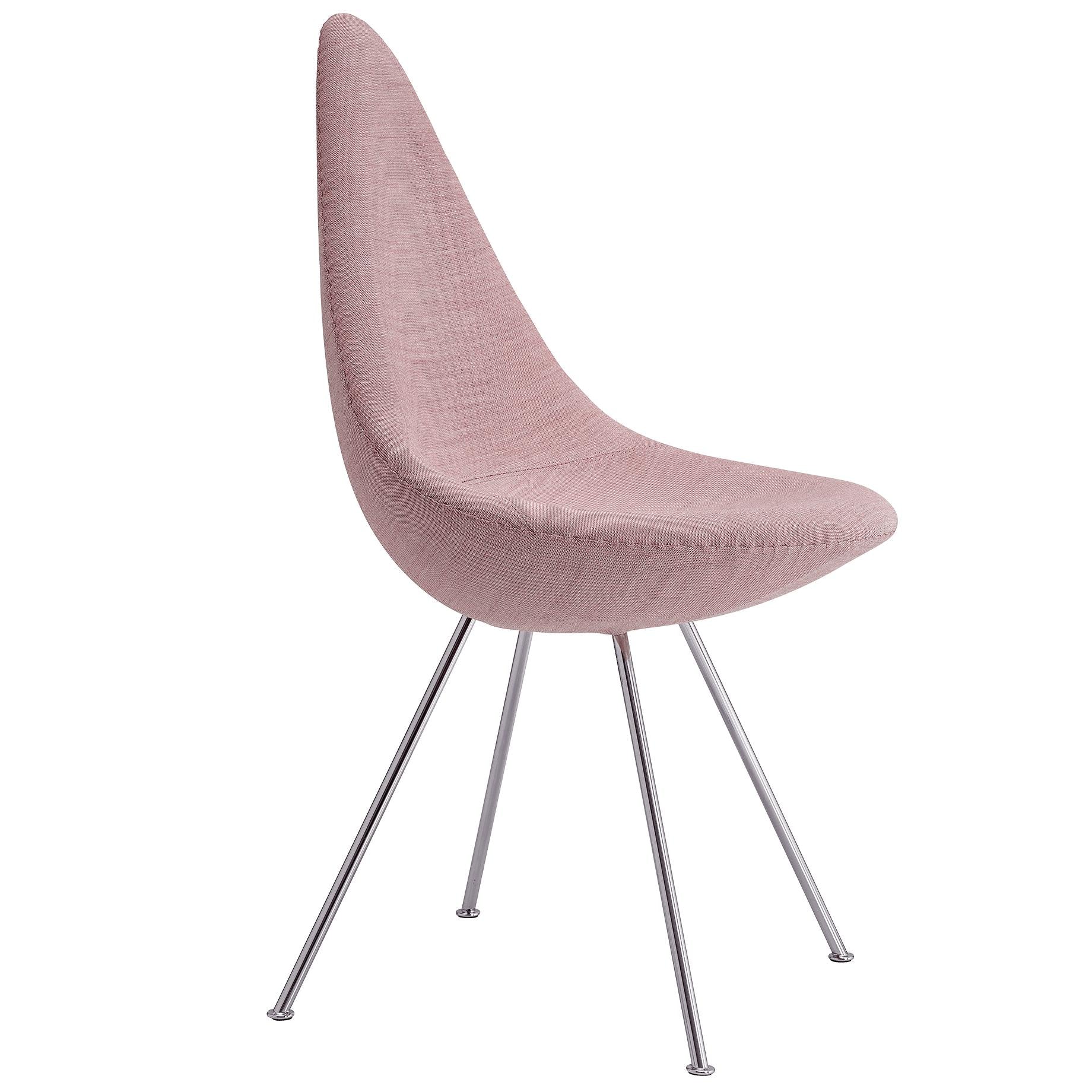 Fritz Hansen La chaise de chaise en tissu d'ameublement complet, toile rose pâle