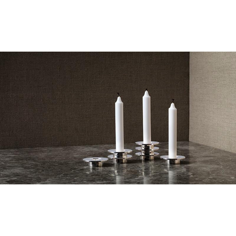 弗里茨·汉森蜡烛架，不锈钢，镀银，套3