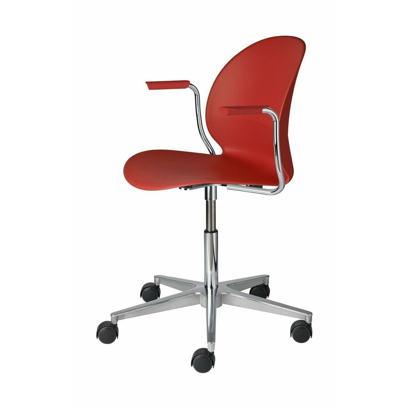 Fritz Hansen N02 Kierrä kääntyvä nojatuoli, tummanpunainen/kiillotettu alumiini