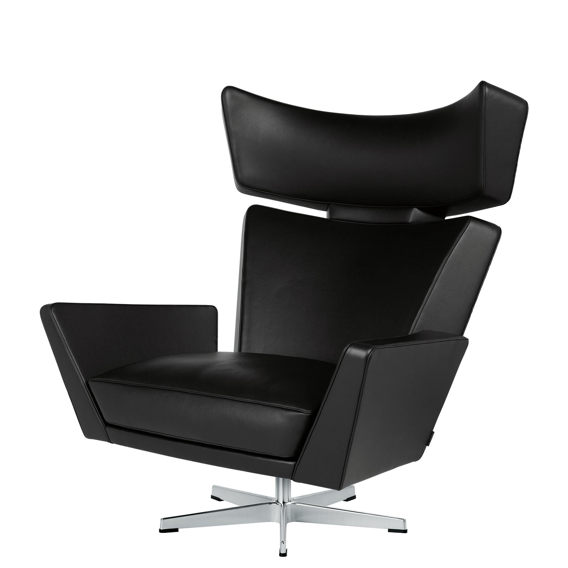 Fritz Hansen Oksen Lounge Chair Aluminium, Klassisch Schwarz