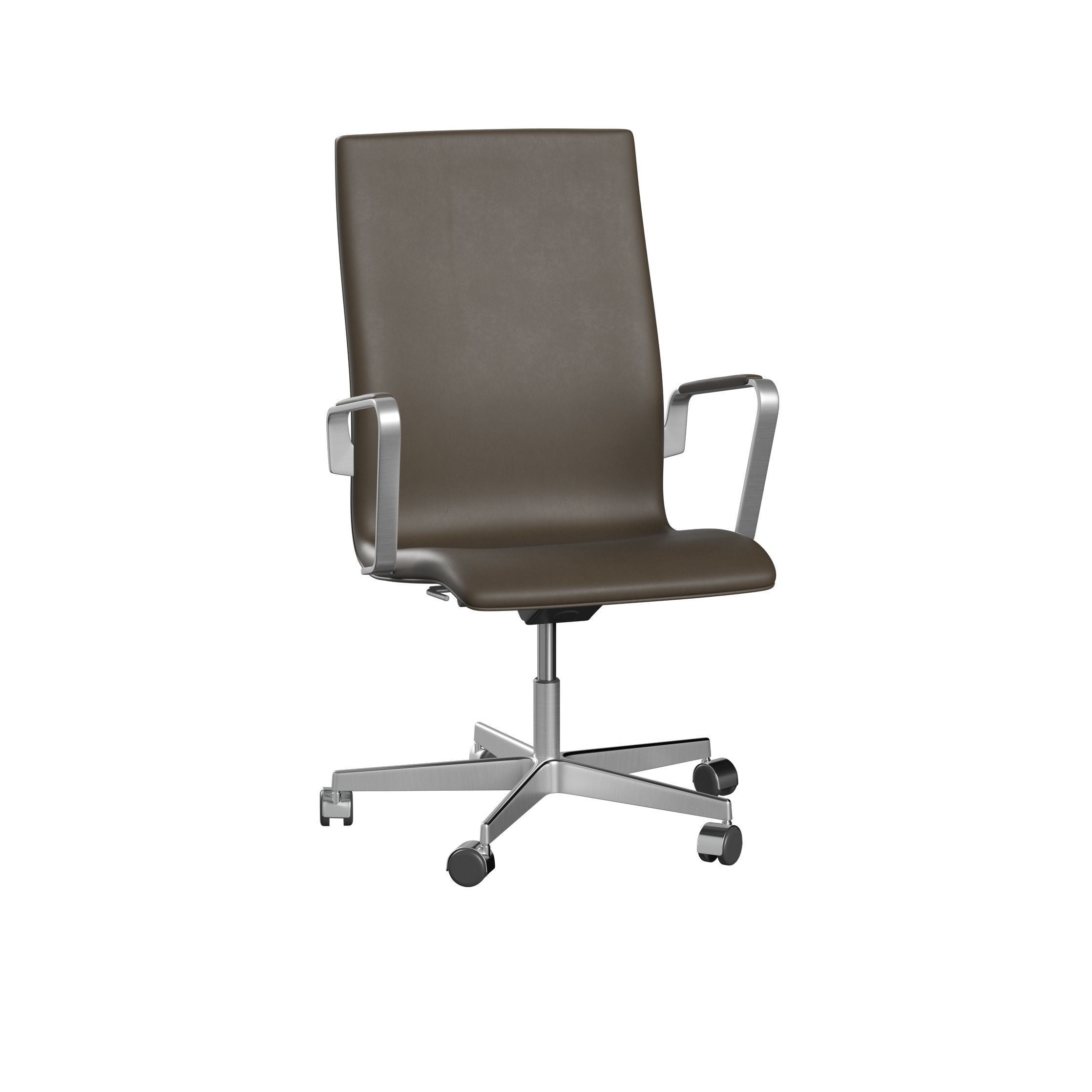Fritz Hansen Oxford 3293 W fauteuil vijf armbasis met Castors Satin Borde Aluminium/Essential, Stone